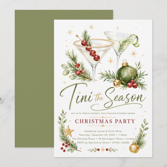 Convites Festa de Natal Tini the Season (Frente/Verso)