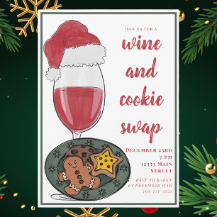 Convites Festa de Natal Troca de Vinho e Biscoito
