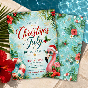 Convites Festa de Natal Tropical em Julho na Piscina