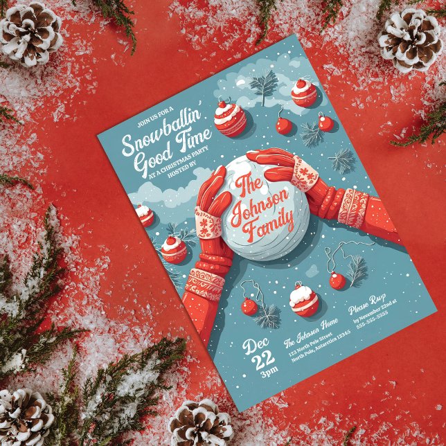 Convites Festa de Natal única divertida de Snowball (Criador carregado)