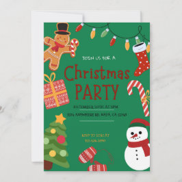 Convites Festa de Natal Verde e Amarelo Encantada