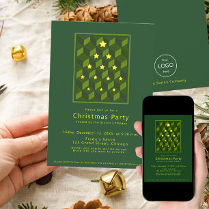Convites Festa de Natal Verde Inspirada por Escher Minimali