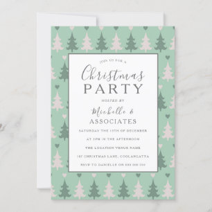 Convites Festa de Natal Verde sobre Padrões de Árvore de Na