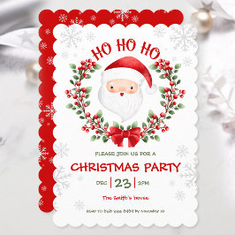 Convites Festa de Natal Verde Vermelho Branco e Papais noei