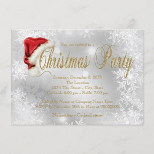Convites Festa de Natal vermelha e Dourado do chapéu do