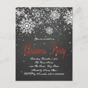 Convites Festa de Natal vermelha rústica do quadro do floco