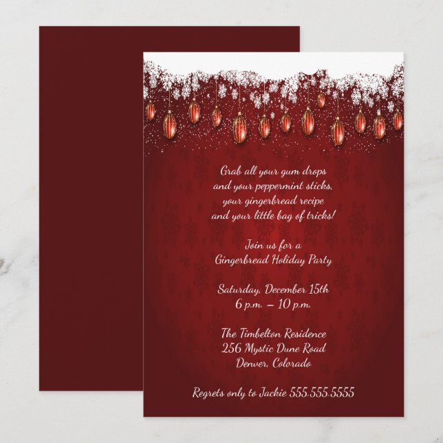 Convites Festa de Natal Vermelho Elegante (Frente/Verso)