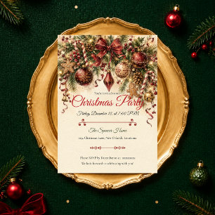 Convites Festa de Natal Vintage Elegante
