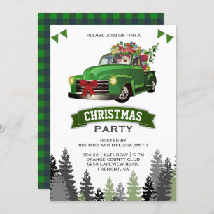 Convites Festa de Natal Vintage Green Truck