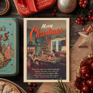 Convites Festa de Natal Vintage Retro