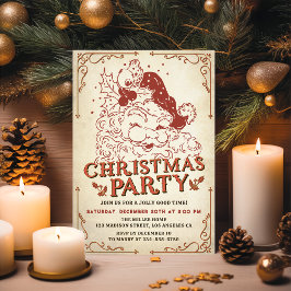 Convites Festa de Natal Vintage Santa Claus