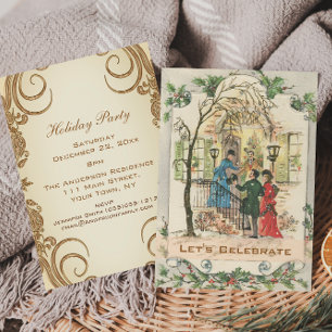 Convites Festa de Natal Vintage Victorian Holiday