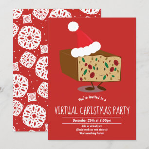 Convites Festa de Natal Virtual do Cartoon Fruitcake