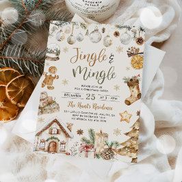 Convites Festa de Natal Watercolor Jingle & Mingle