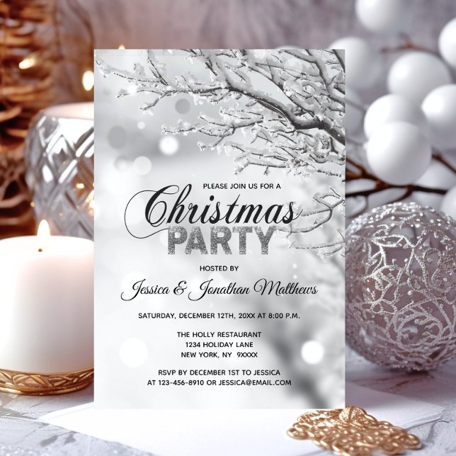 Convites FESTA DE NATAL Winter Wonderland Snow 3"x5" (CHRISTMAS PARTY Winter Wonderland Snow 3x5 Invitation)