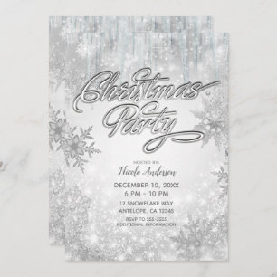 Convites Festa de Natal Winter Wonderland White Snowflakes
