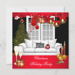 Convites Festa de Natal Xmas Vermelho Branco Bolas