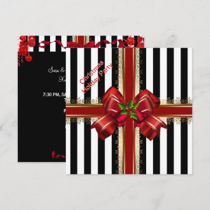 Convites Festa de Natal Xmas Vermelho Branco Listra
