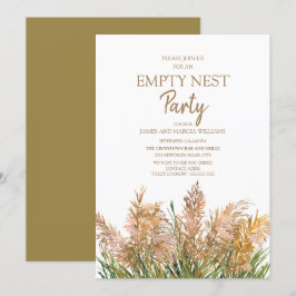 Convites Festa de Ninho Vazio com Grama de Pampas Marrom Ve