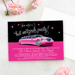 Convites Festa de Noite do Bat Mitzvah, Rosa Limousine<br><div class="desc">Ponha o tom para uma fabulosa comemoração do Bat Mitzvah com esta glamourosa e divertida noite de Hollywood sobre os seus convites de festas cor-de-rosa. Cor rosa brilhante e quente,  preto e branco.</div>