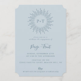 Convites Festa de noivado Azul Claro de Sunburst Moderna