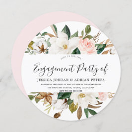 Convites Festa de noivado Blush & White Belos Flores