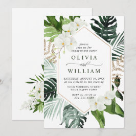 Convites Festa de noivado Boêmia das Orquídeas Brancas Eleg