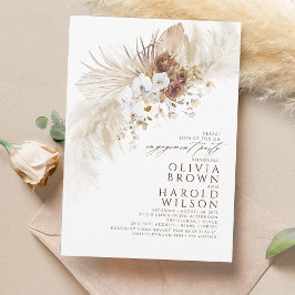 Convites Festa de noivado Boho das Flores Brancas e Terrena