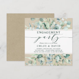 Convites Festa de noivado Botânica Verde Dourada russa