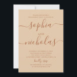 Convites Festa de Noivado | Casamento com Areia Morna em To<br><div class="desc">Este convite de festa de noivado mantém o foco nos nomes, com um grande roteiro fluido que se destaca imediatamente. O layout é simples e fácil de ler, então todos os detalhes importantes permanecem claros sem se sentir lotados. O fundo de areia em tom de pêssego quente adiciona um tom...</div>