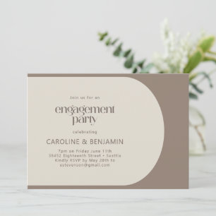 Convites Festa de noivado castanho mínimo de cor moderna