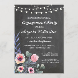 Convites Festa de noivado Chalk Lights Floral Invite