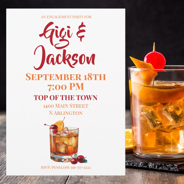 Convites Festa de noivado Cheio Coquetel da Moda Antiga (Criador carregado)