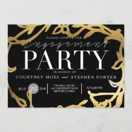 Convites Festa de noivado Chic | Dourado Floral