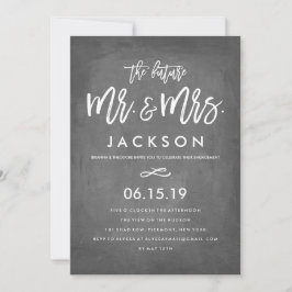 Convites Festa de noivado Chic Typografia Chalkboard