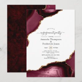Convites Festa de Noivado com Ágata Burgundy e Dourado
