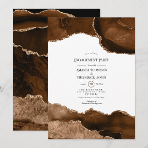 Convites Festa de Noivado com Aquarela em Ágata Desert Gold