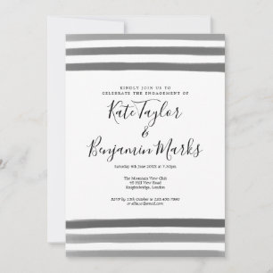 Convites Festa de Noivado com Aquarelas Modernas em Preto e