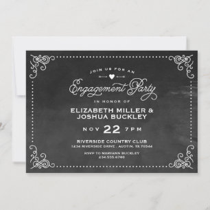 Convites Festa de Noivado com Elegante Script Ombre Vintage