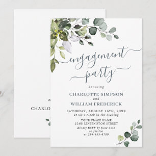 Convites Festa de Noivado com Eucalipto em Aquarela