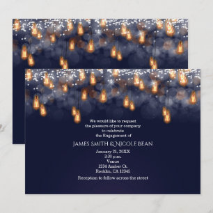 Convites Festa de Noivado com Lâmpadas Penduradas Antigas