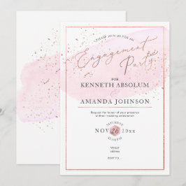 Convites Festa de Noivado com Letra Elegante em Aquarela Ro
