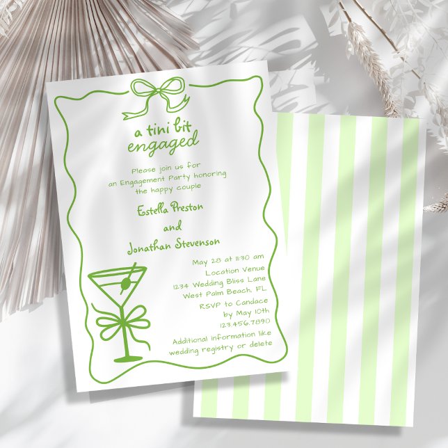 Convites Festa de Noivado com Martini Sujo Desenhado à Mão  (Criador carregado)