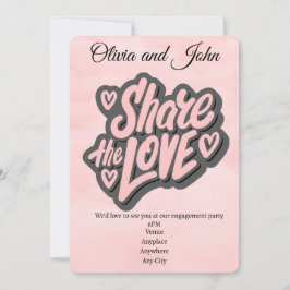Convites Festa de noivado - Compartilhe o Amor. Editável