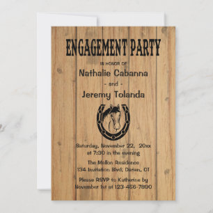 Convites Festa de Noivado Country Cavalo Madeira Casamento