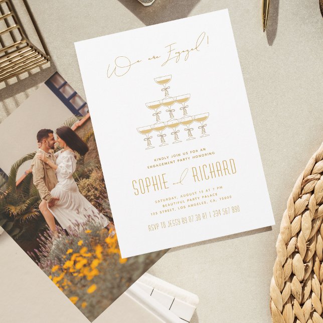 Convites Festa de noivado da fonte da torre de champanhe da (Criador carregado)