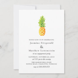 Convites Festa de noivado de abacaxi de aquarela