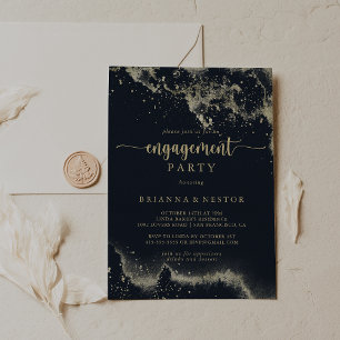 Convites Festa de noivado de abertura Dourada de água