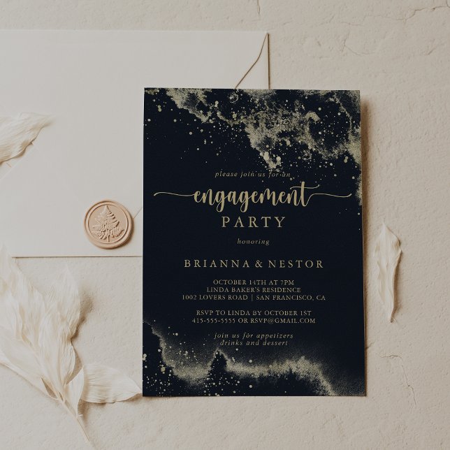 Convites Festa de noivado de abertura Dourada de água (Criador carregado)