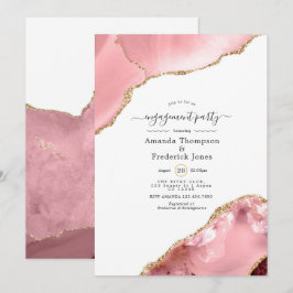 Convites Festa de noivado de agitação Dourada e embaçada